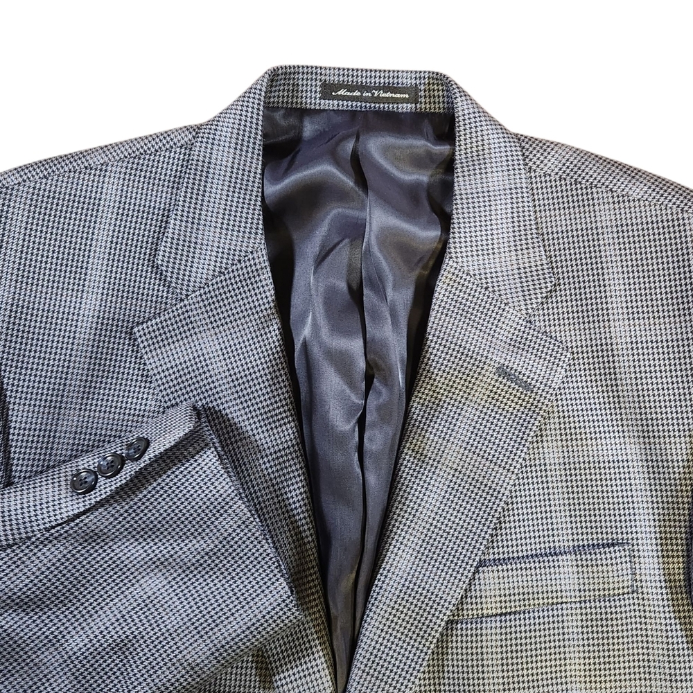 Lyle & Scott Scotland Men's Size 42R Silk Wool Blazer Houndstooth Plaid Modern